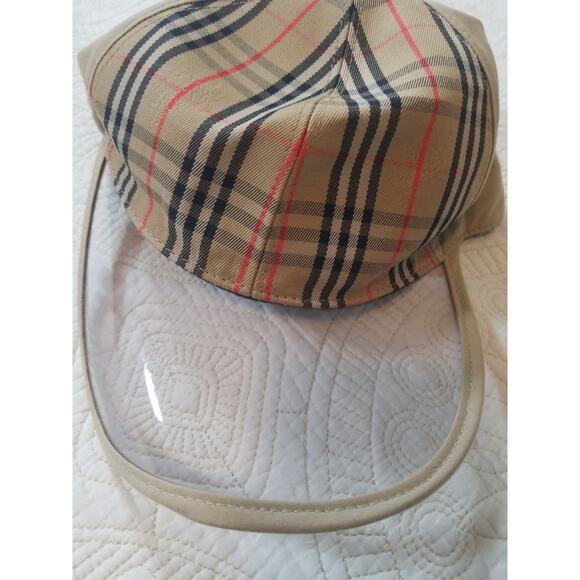 Burberry Vintage Check Baseball Cap w/ Clear Visor Beige Plaid M/L NWT